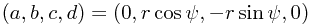 (a,b,c,d) = (0,r\cos\psi,-r\sin\psi,0)