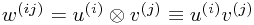 w^{(i j)} = u^{(i)} \otimes v^{(j)} \equiv u^{(i)}v^{(j)}